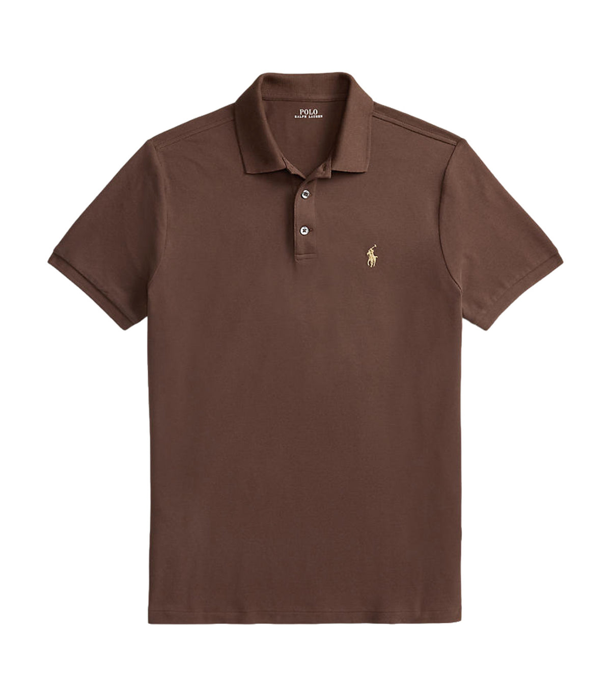 Men's Custom Slim Fit Stretch Mesh Polo Shirt Brown