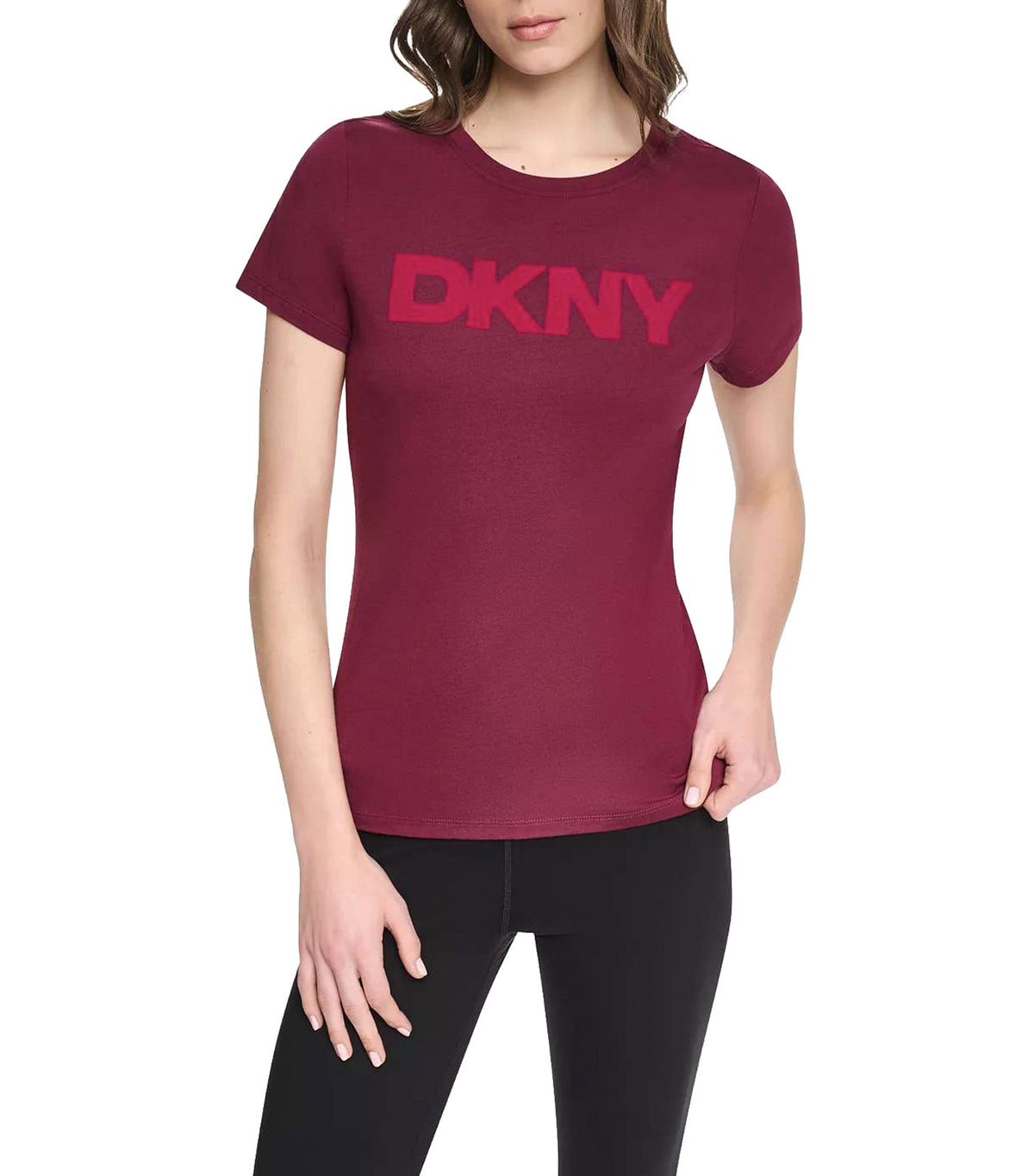 Sport Flocked Logo Crew Neck Tee Claret/Taf