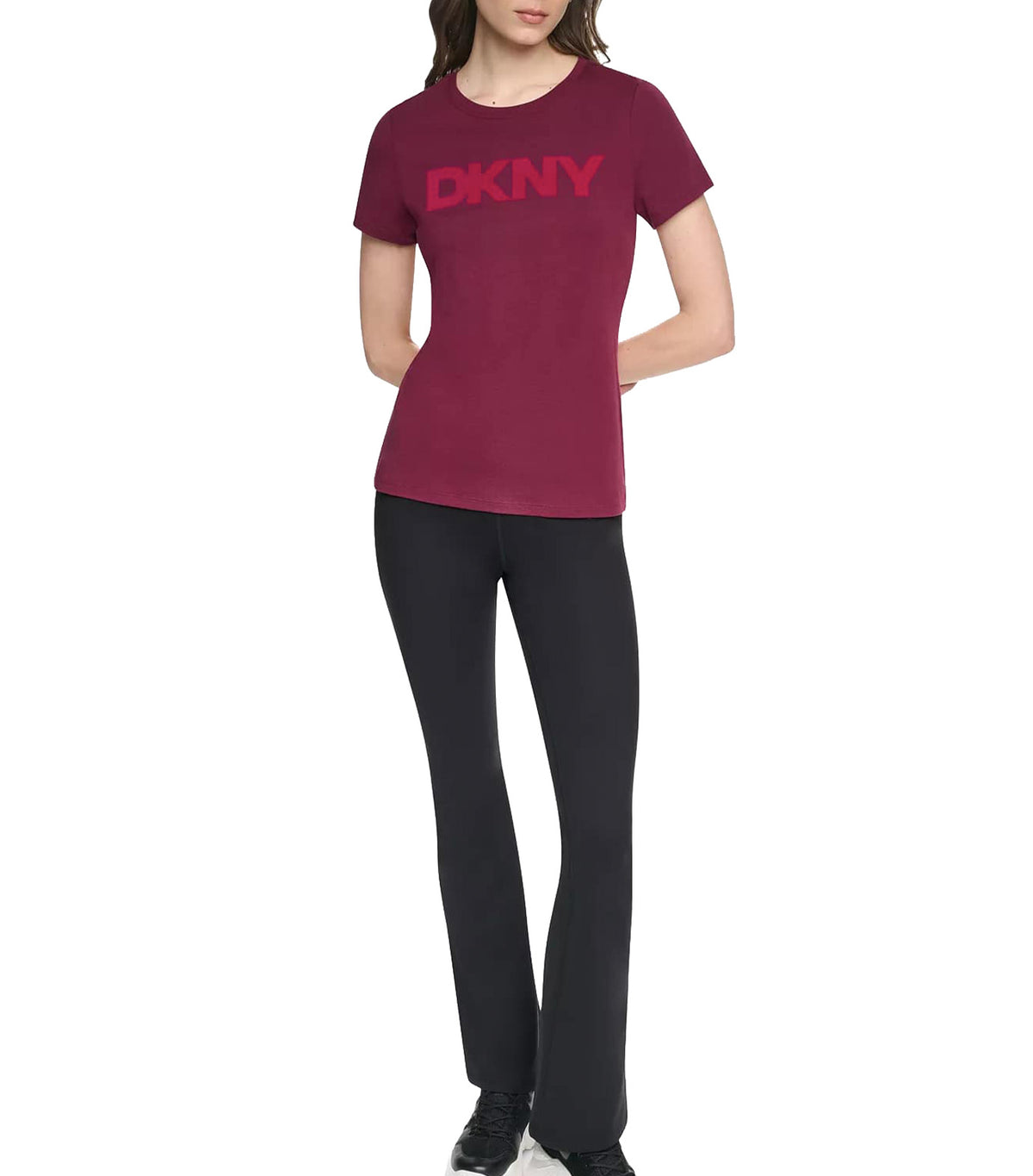 Sport Flocked Logo Crew Neck Tee Claret/Taf