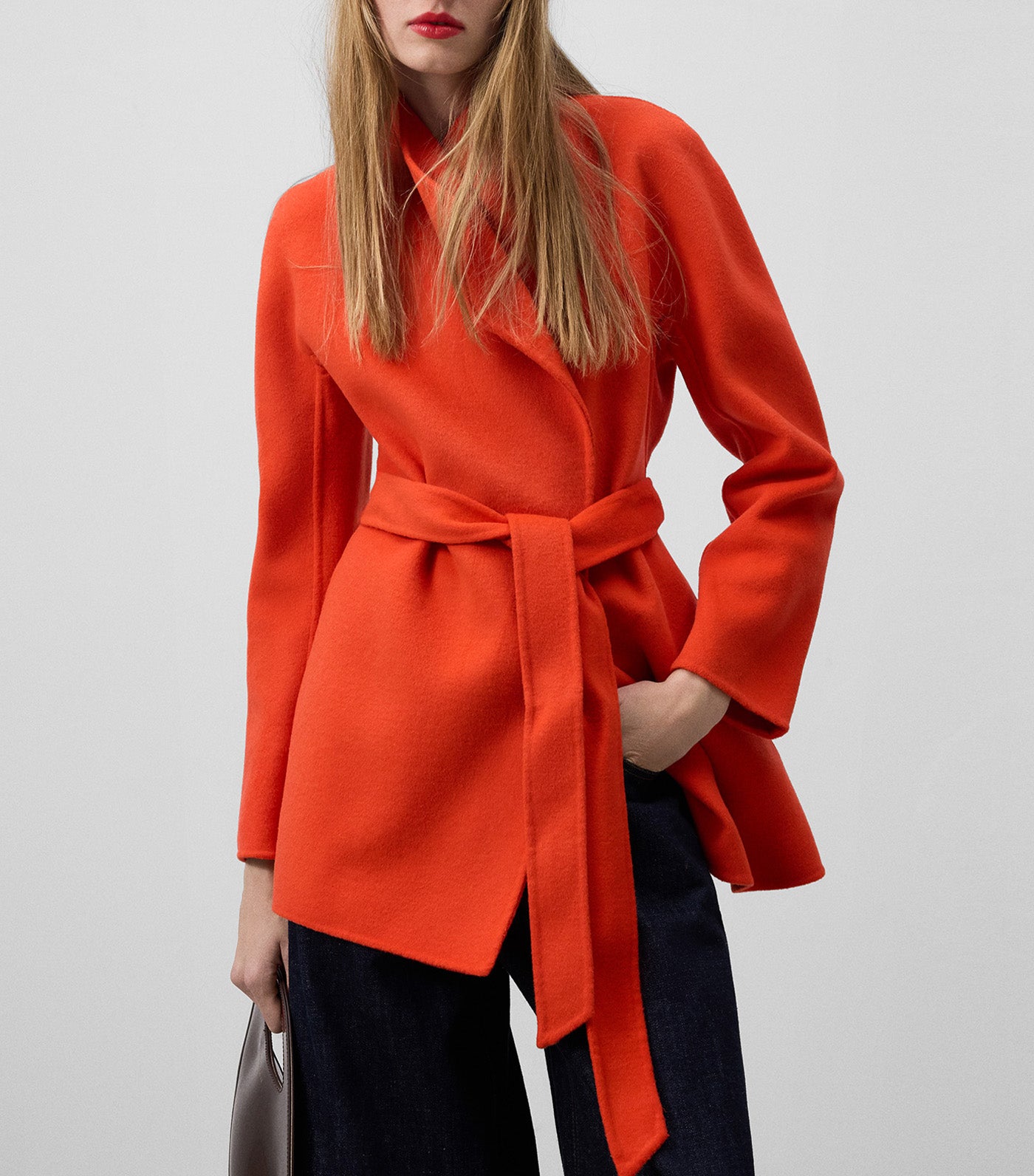 Fitted Double-Faced Coat Red