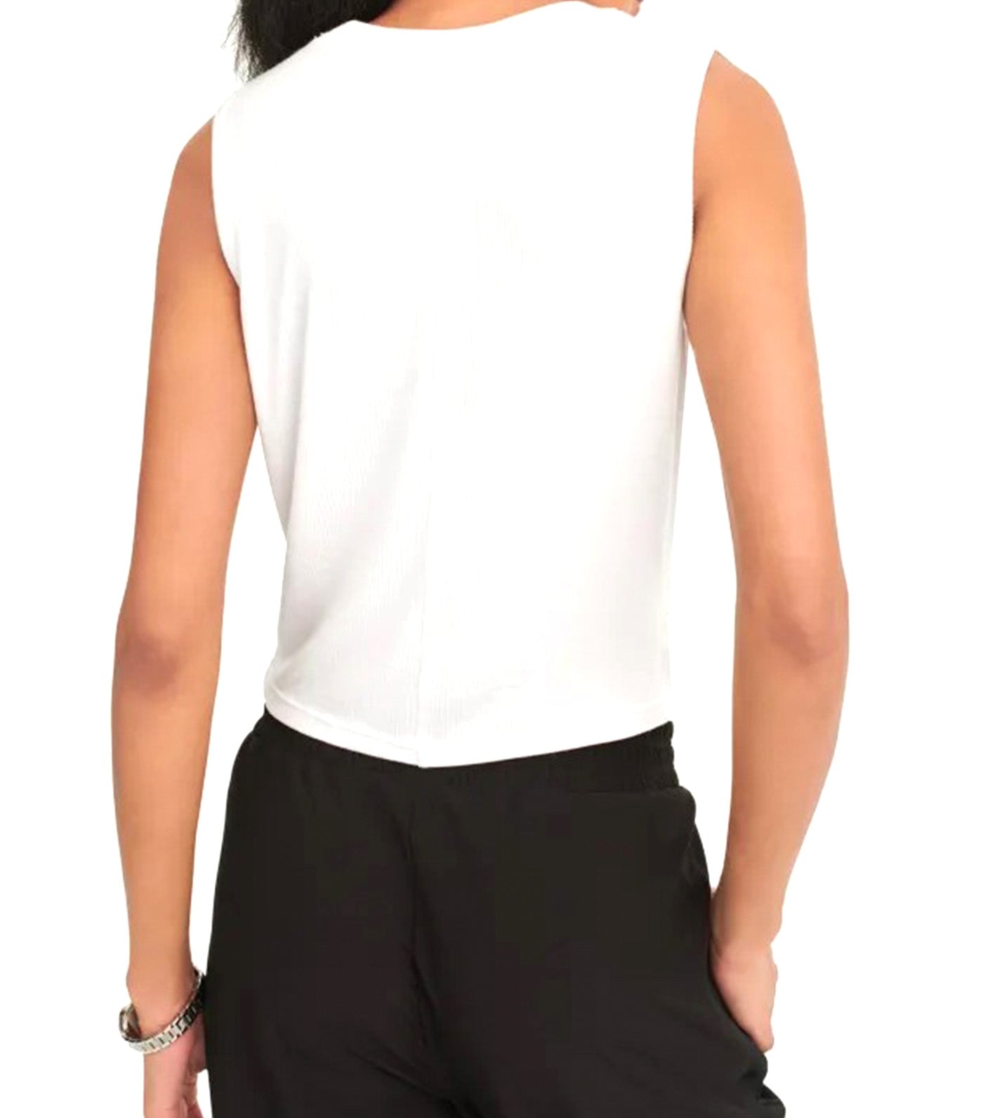 Rib Twist Front Tank White