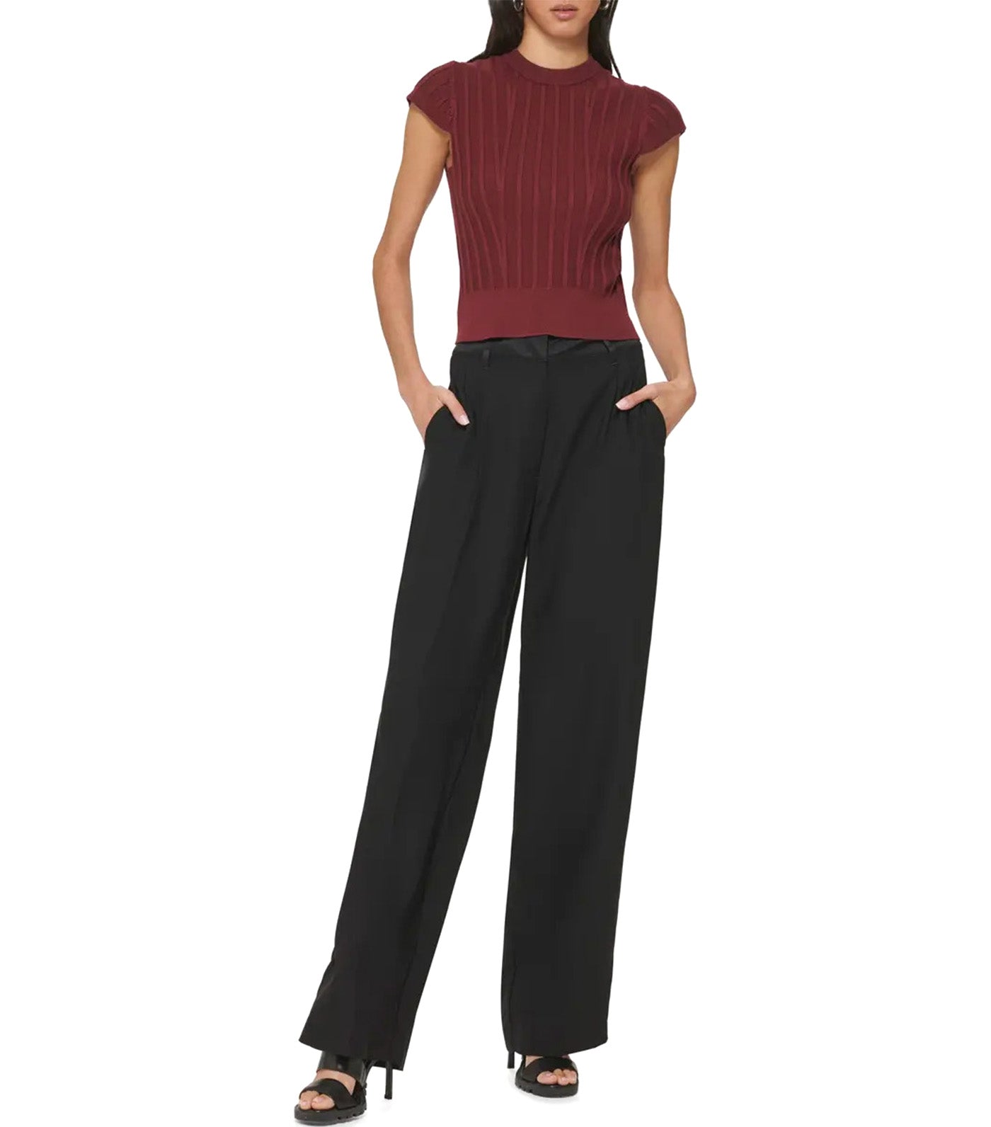 Mix Media Wide Leg Trouser Black