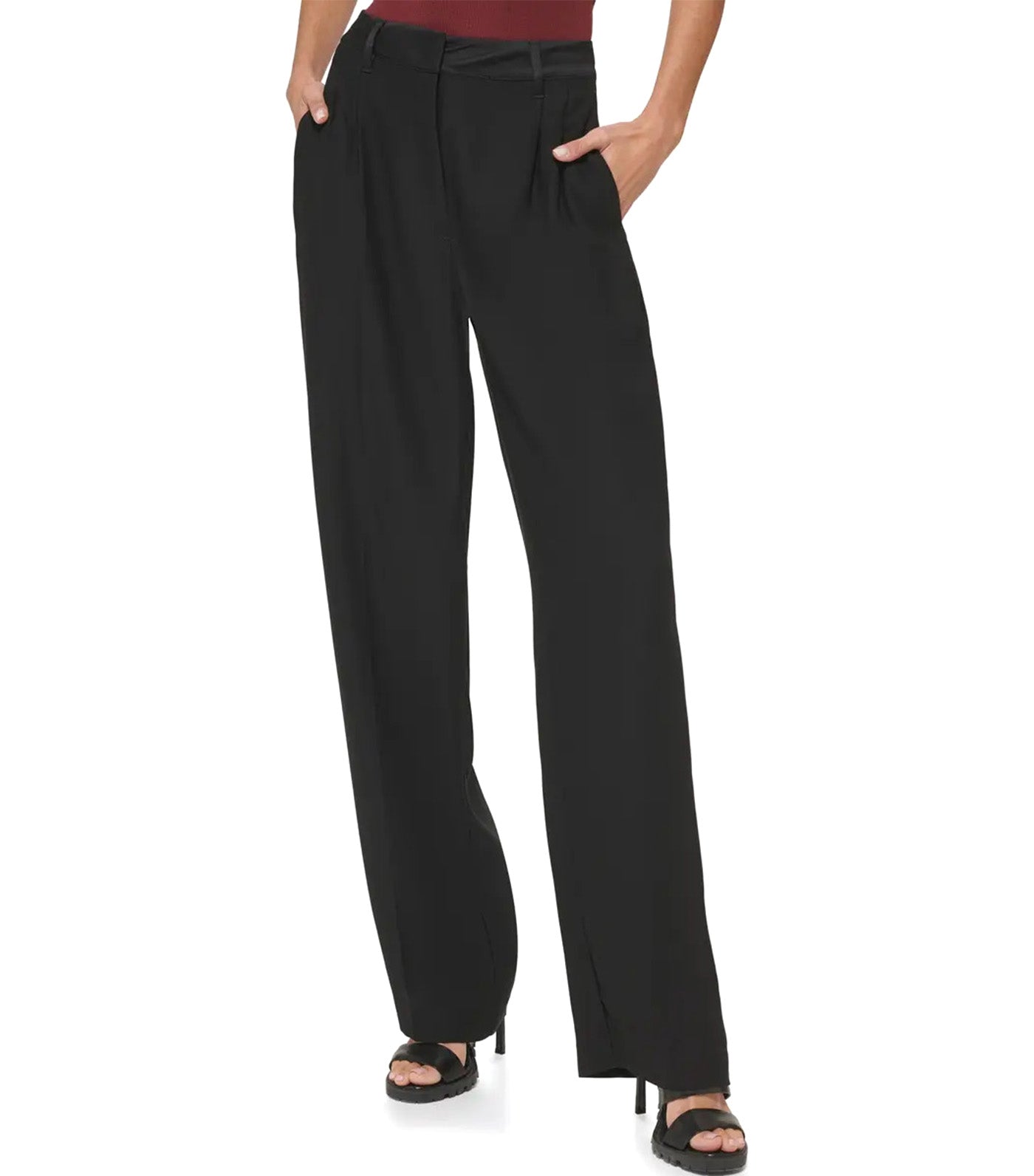 Mix Media Wide Leg Trouser Black