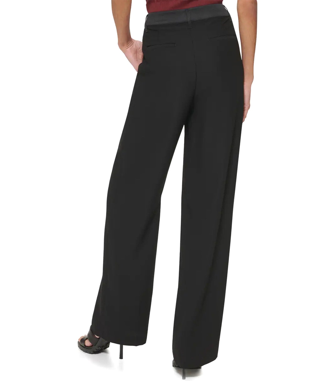 Mix Media Wide Leg Trouser Black