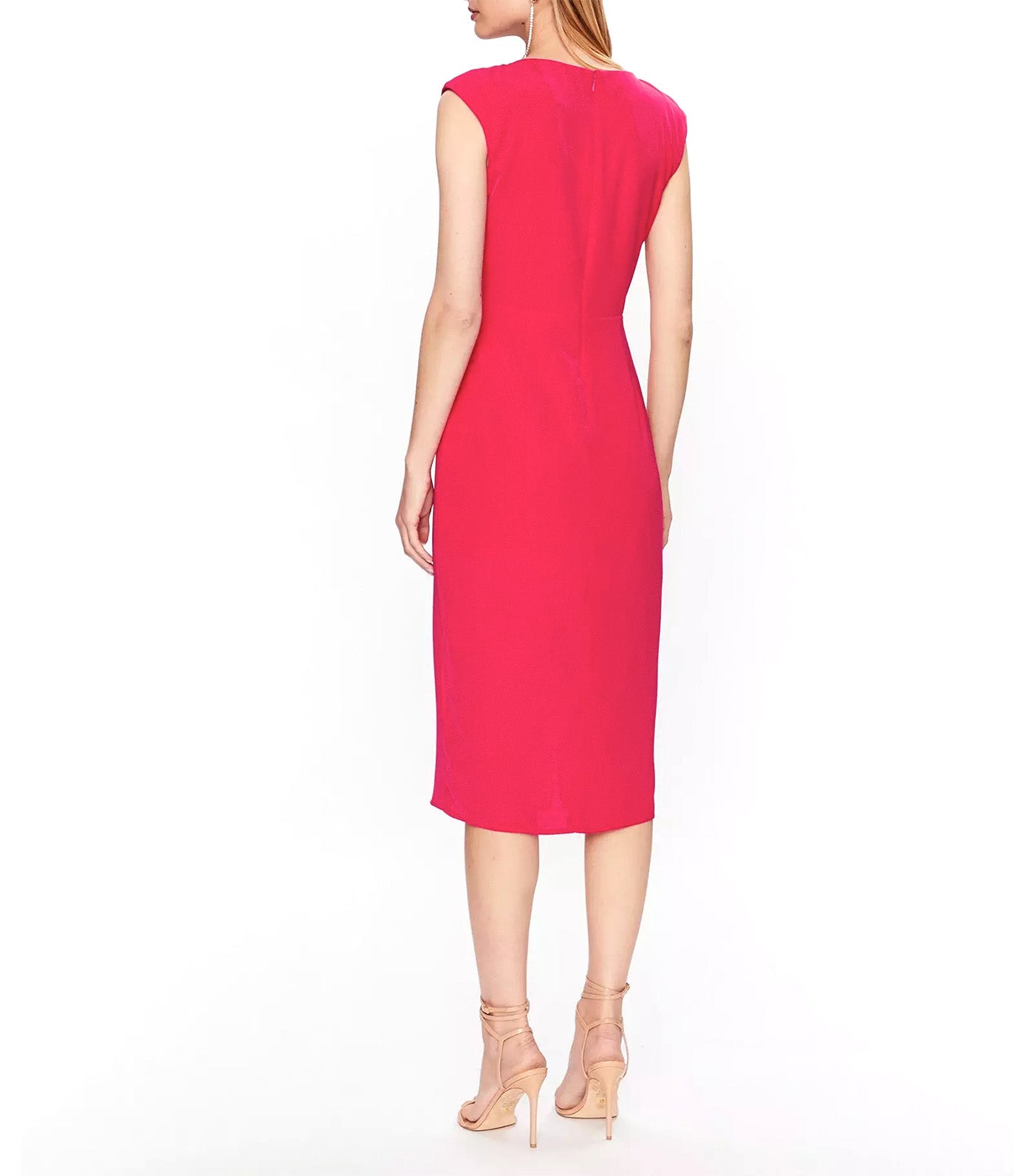 Sleeveless Drop Shoulder Twisted Waistline Skirt Pink