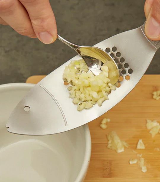 Fish Garlic Press Silver