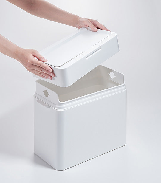 Seals Odor-Free Trash Bin White and Gray