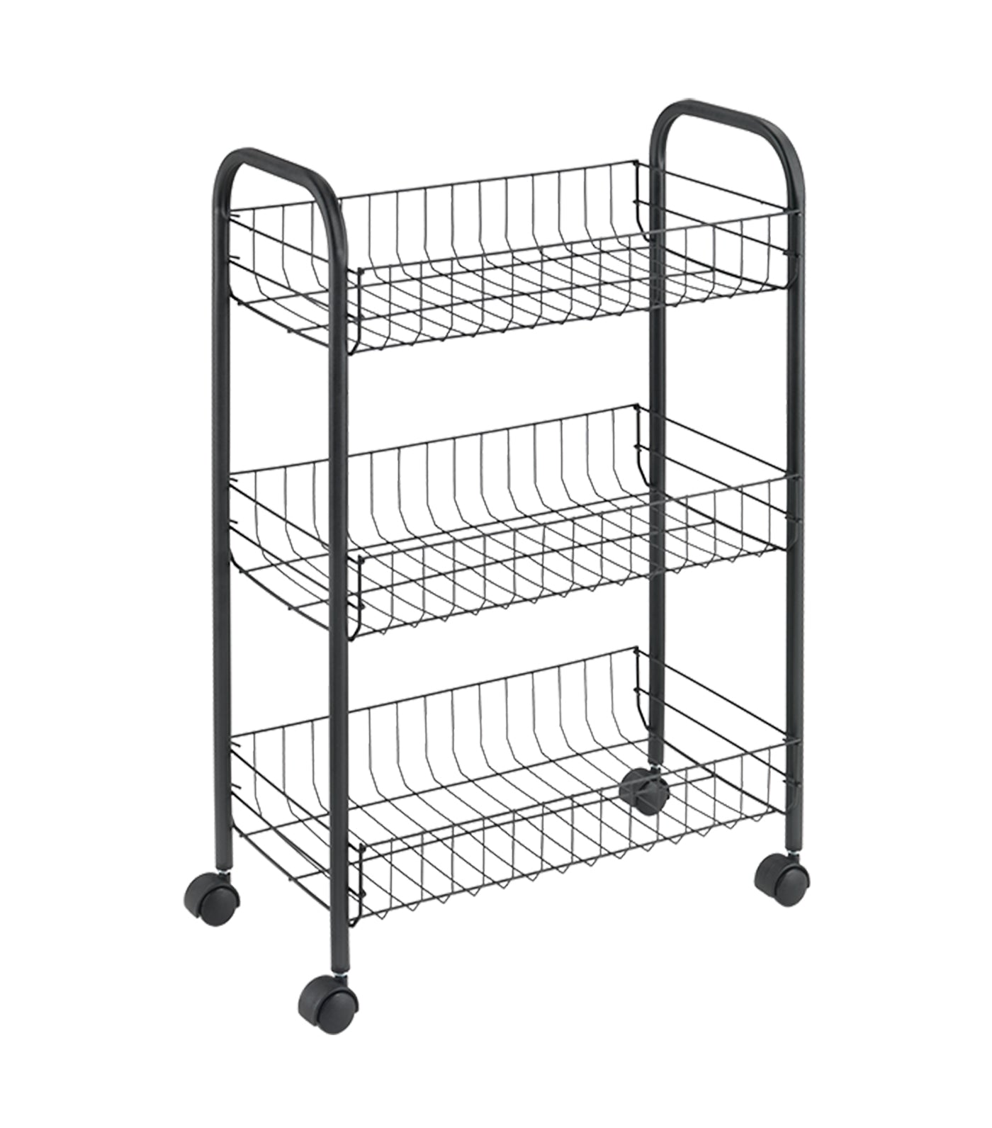 MakeRoom Lugano Three-Tier Rolling Cart - Black