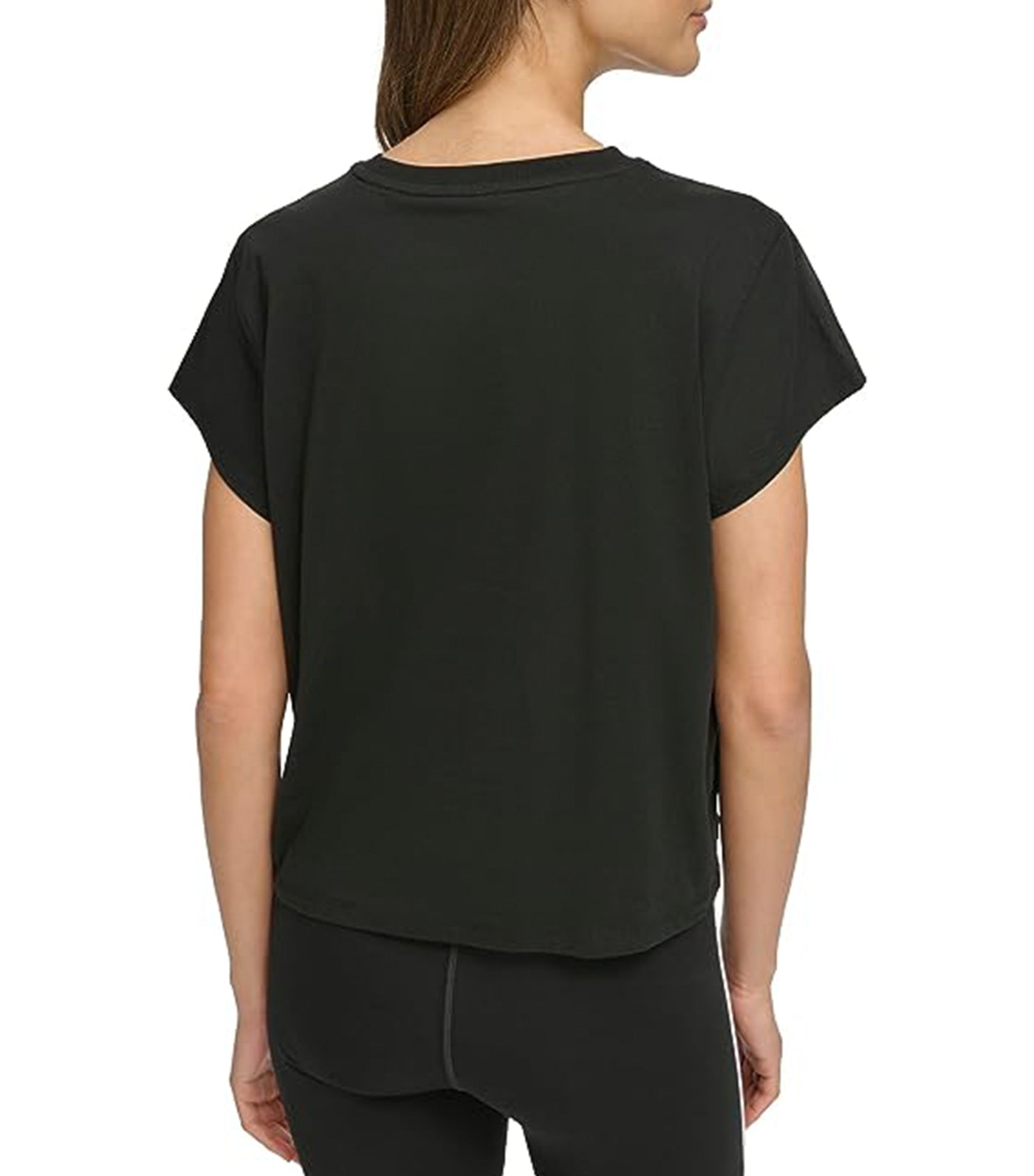 Distressed Varsity Logo Cropped Tee Black