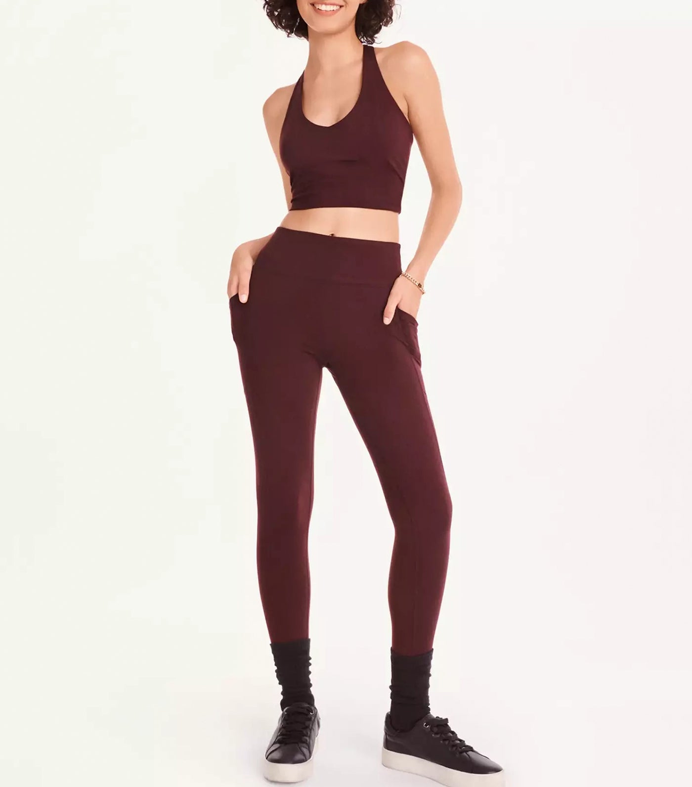 Balance V-Neck Racerback Crop Top Currant