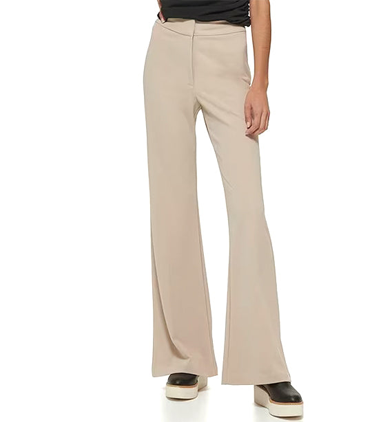 High Rise Wide Leg Career Pant Pebble