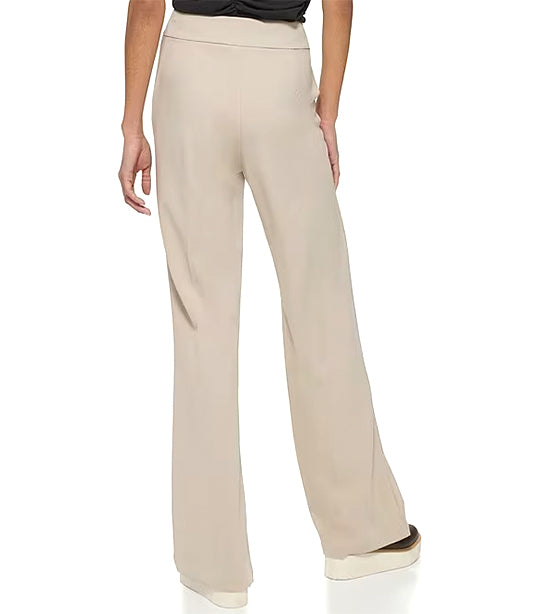 High Rise Wide Leg Career Pant Pebble
