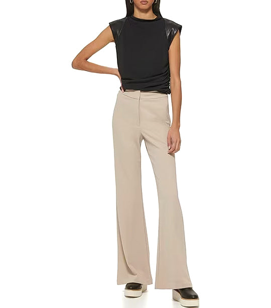 High Rise Wide Leg Career Pant Pebble