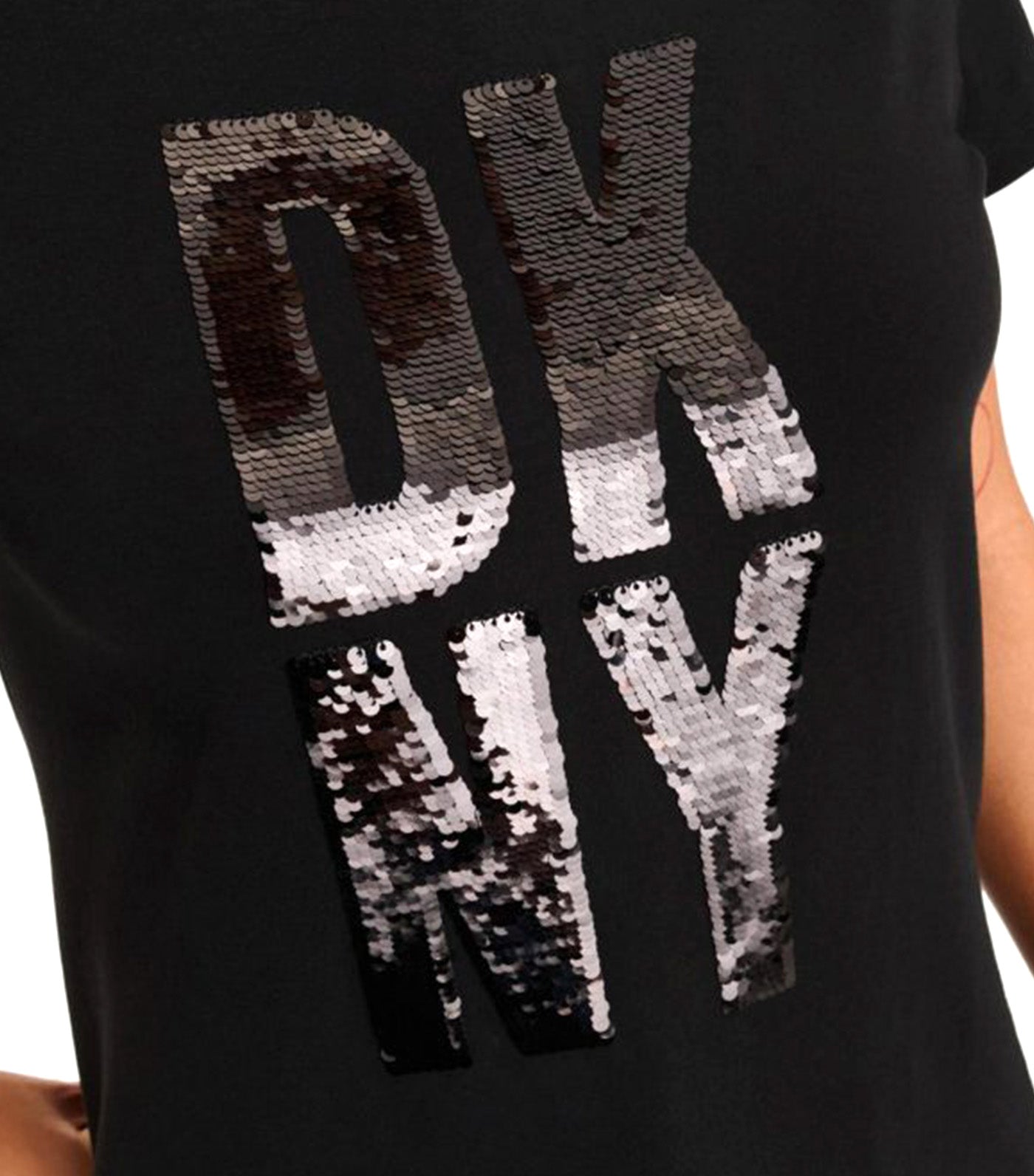 Stacked Sequin Logo Legging Tee Black