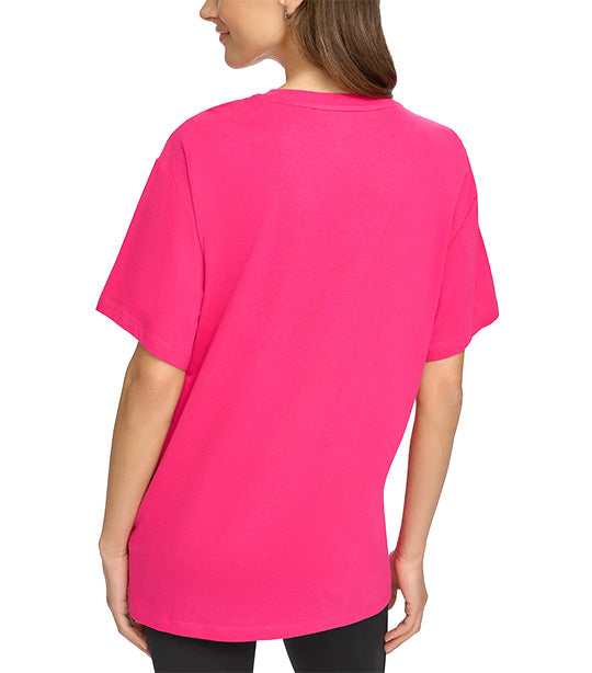 3D Glitter Outline Logo Legging Tee Peacock Pink/Silver