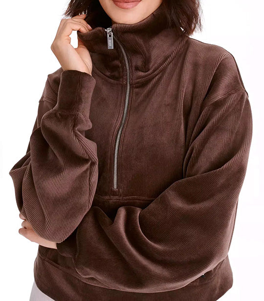 Tech Velour Rib Half Zip Pullover Bracken
