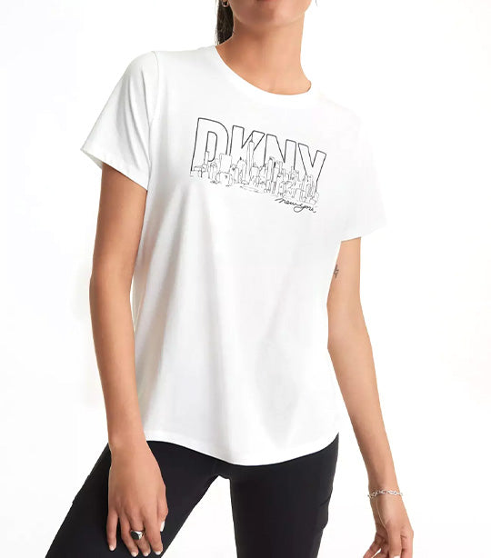 Skyline Sketch Logo Crew Neck Tee White