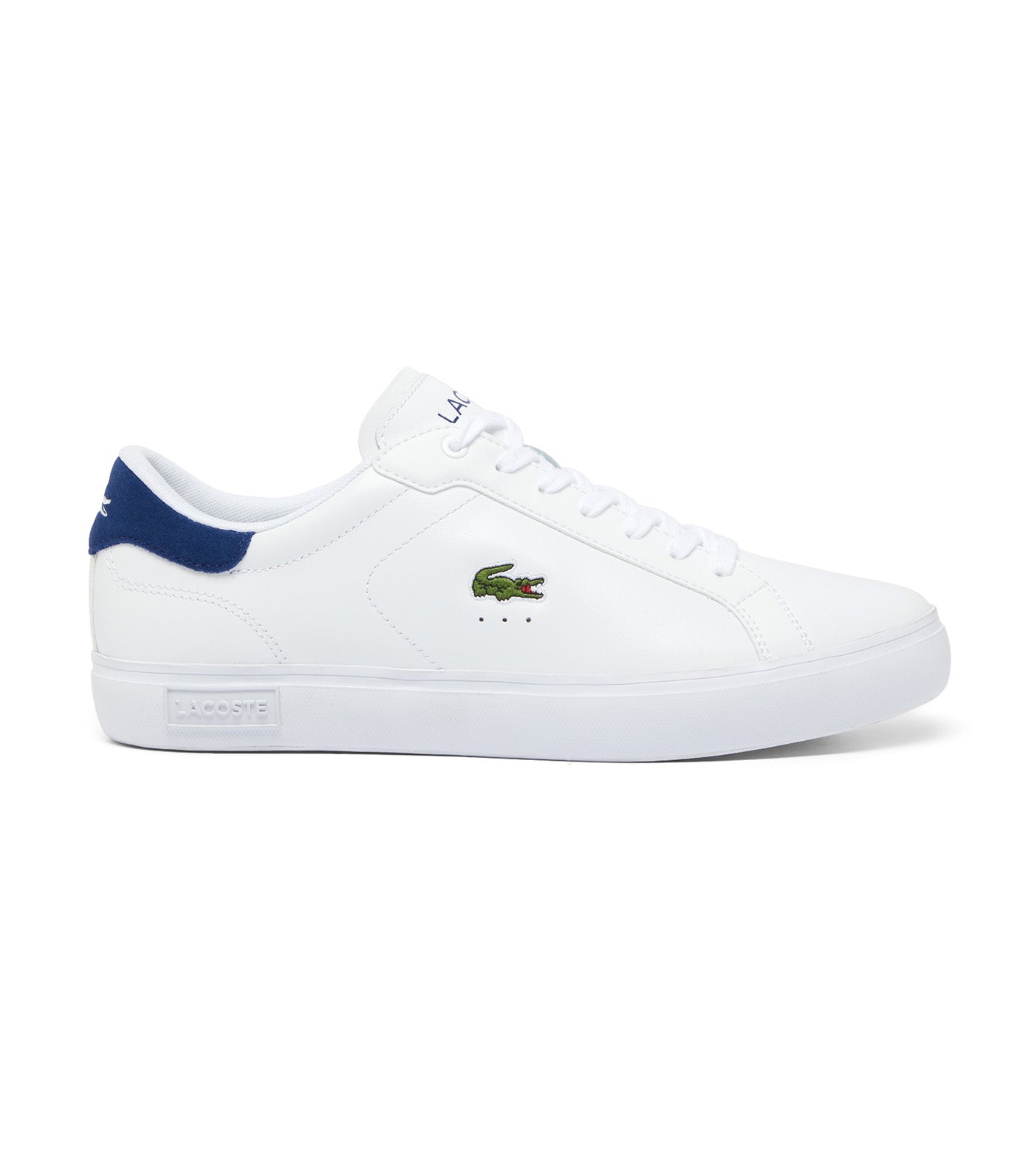 Men's Powercourt Logo Tongue Leather Trainers White/Navy