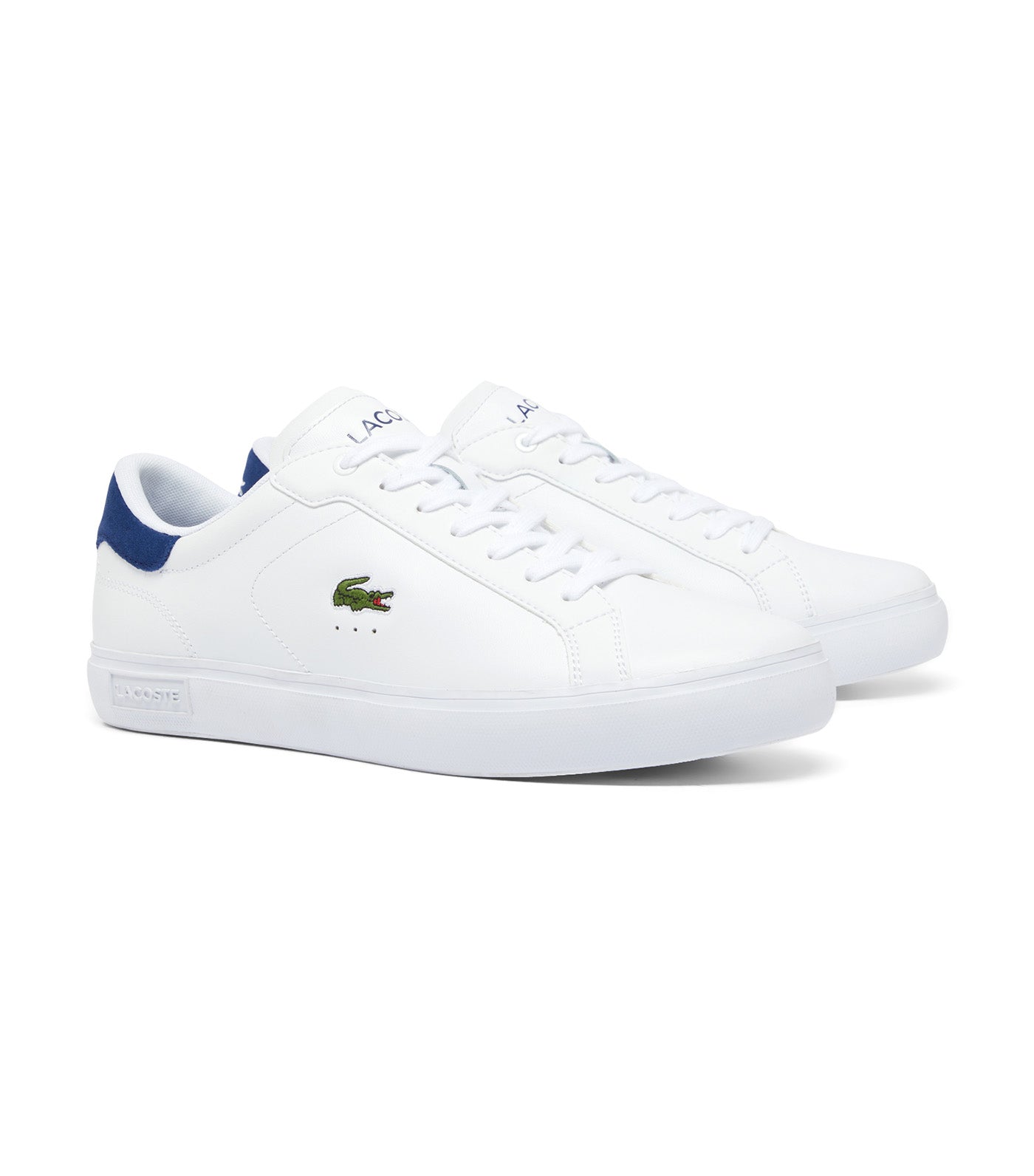 Men's Powercourt Logo Tongue Leather Trainers White/Navy