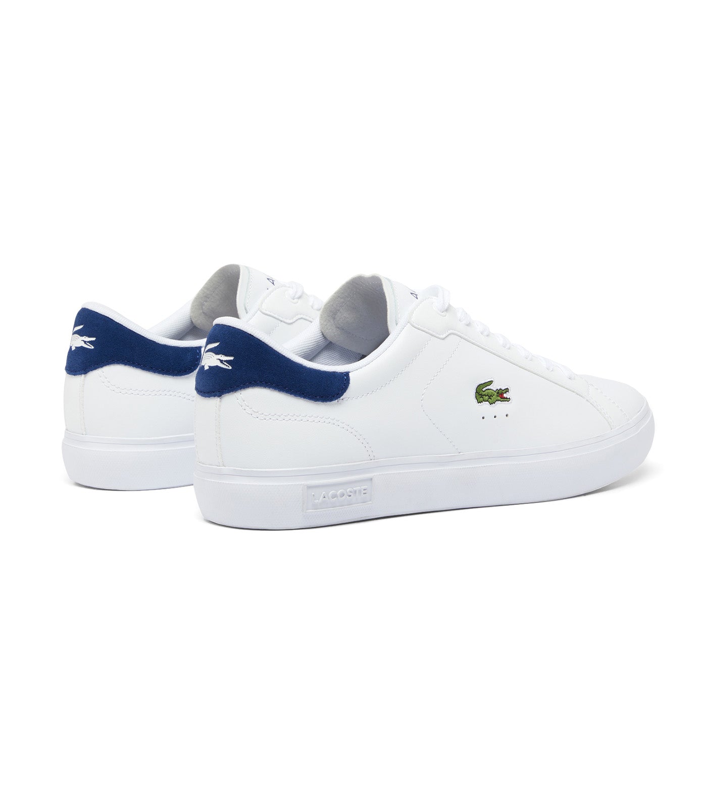 Men's Powercourt Logo Tongue Leather Trainers White/Navy
