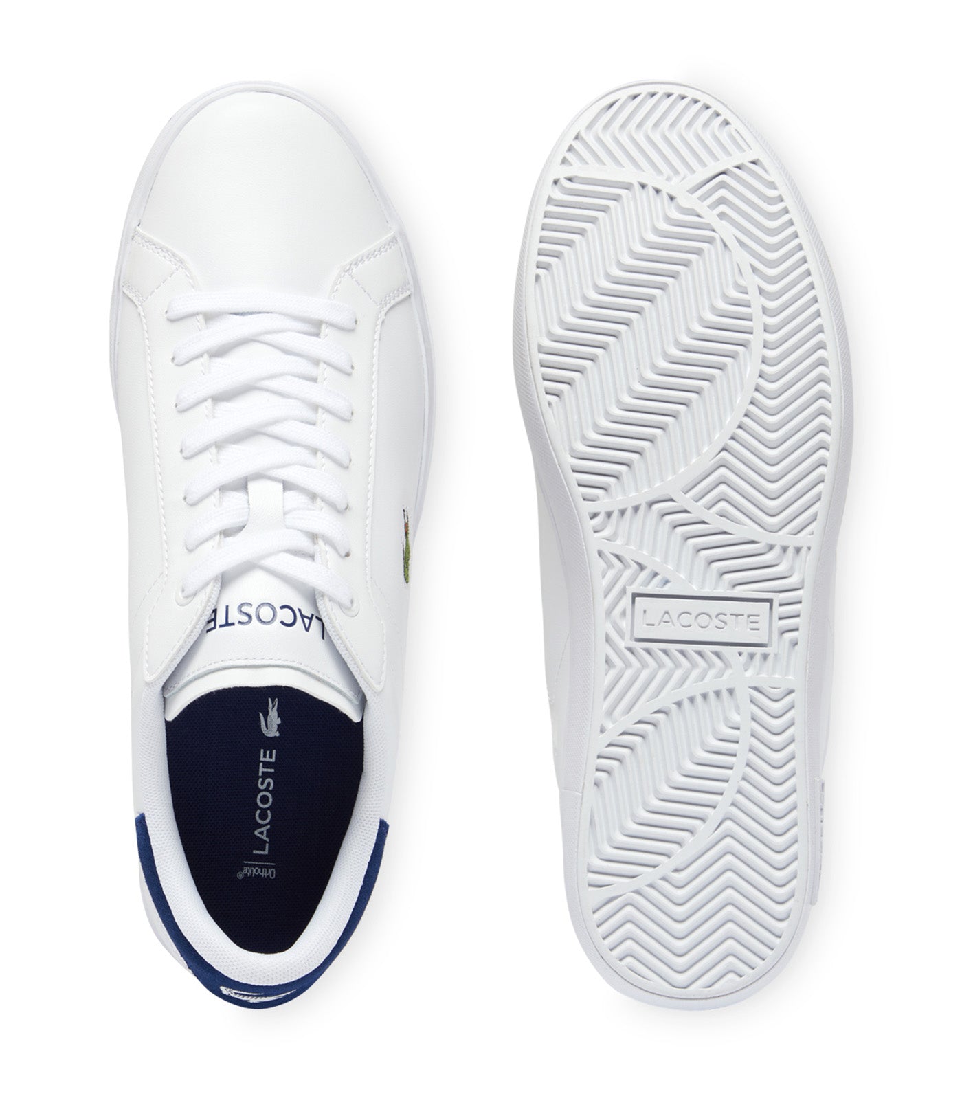 Men's Powercourt Logo Tongue Leather Trainers White/Navy