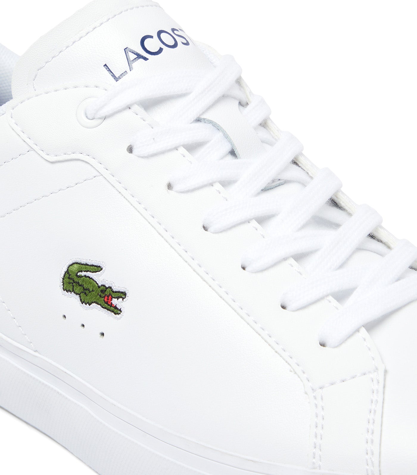 Men's Powercourt Logo Tongue Leather Trainers White/Navy