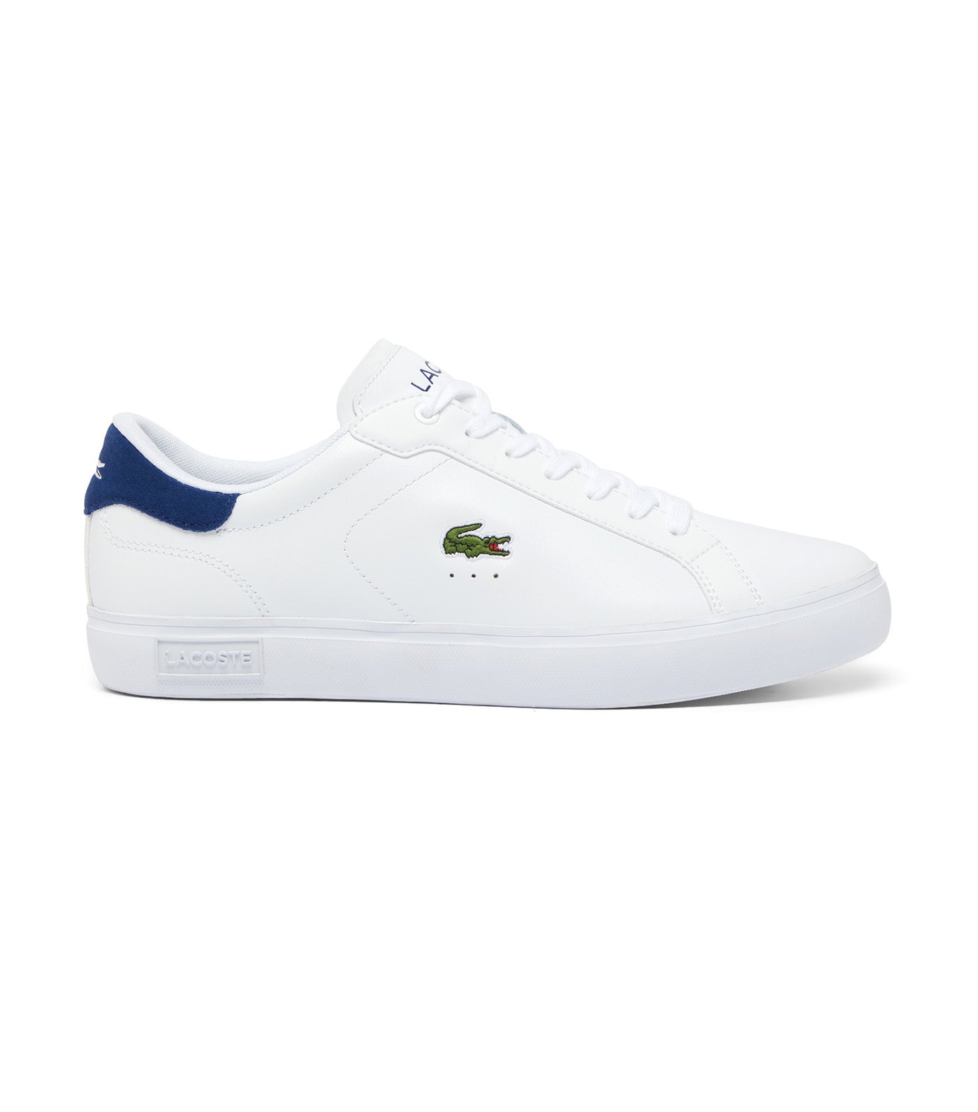 Men's Powercourt Logo Tongue Leather Trainers White/Dark Green