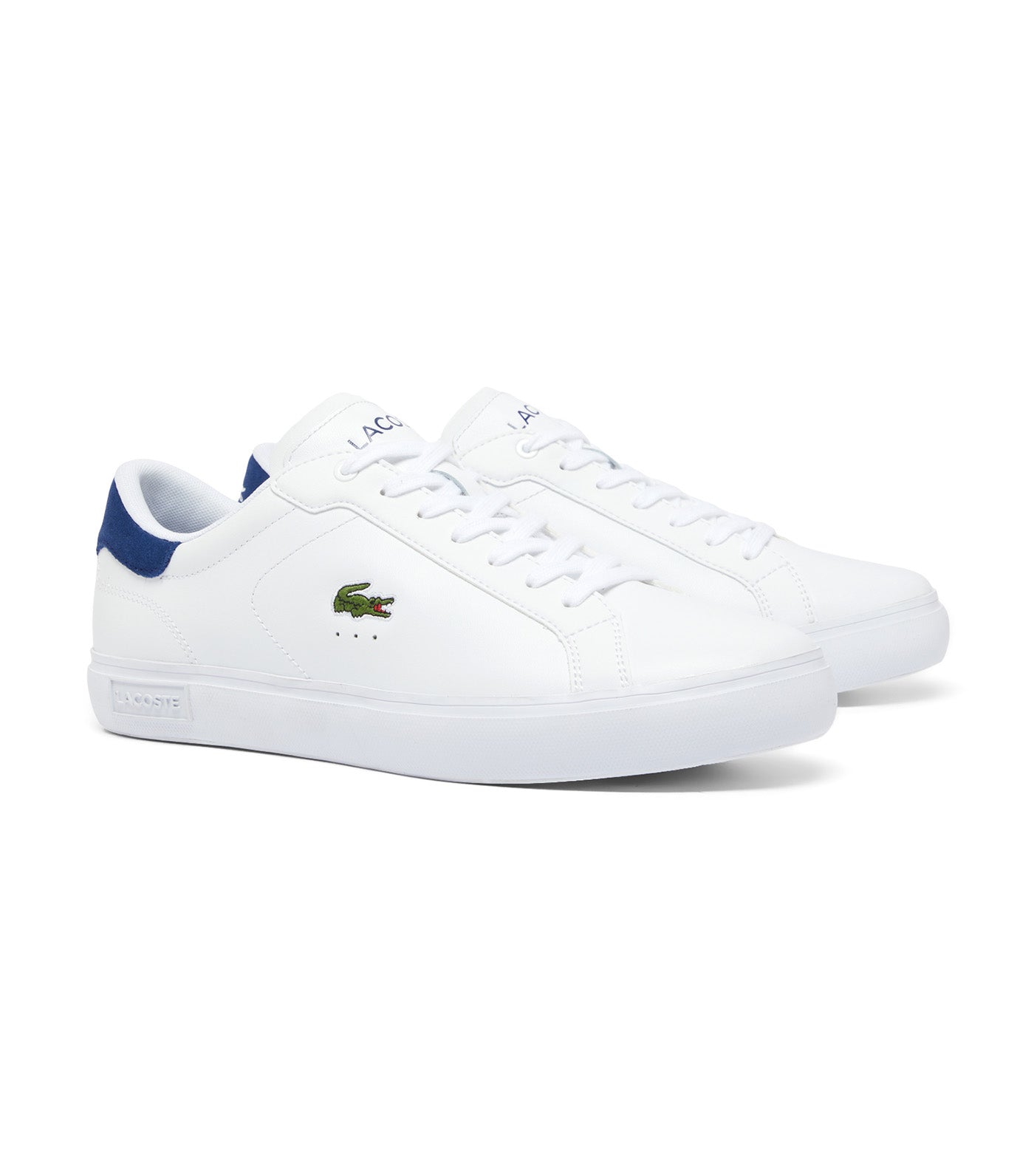 Men's Powercourt Logo Tongue Leather Trainers White/Dark Green