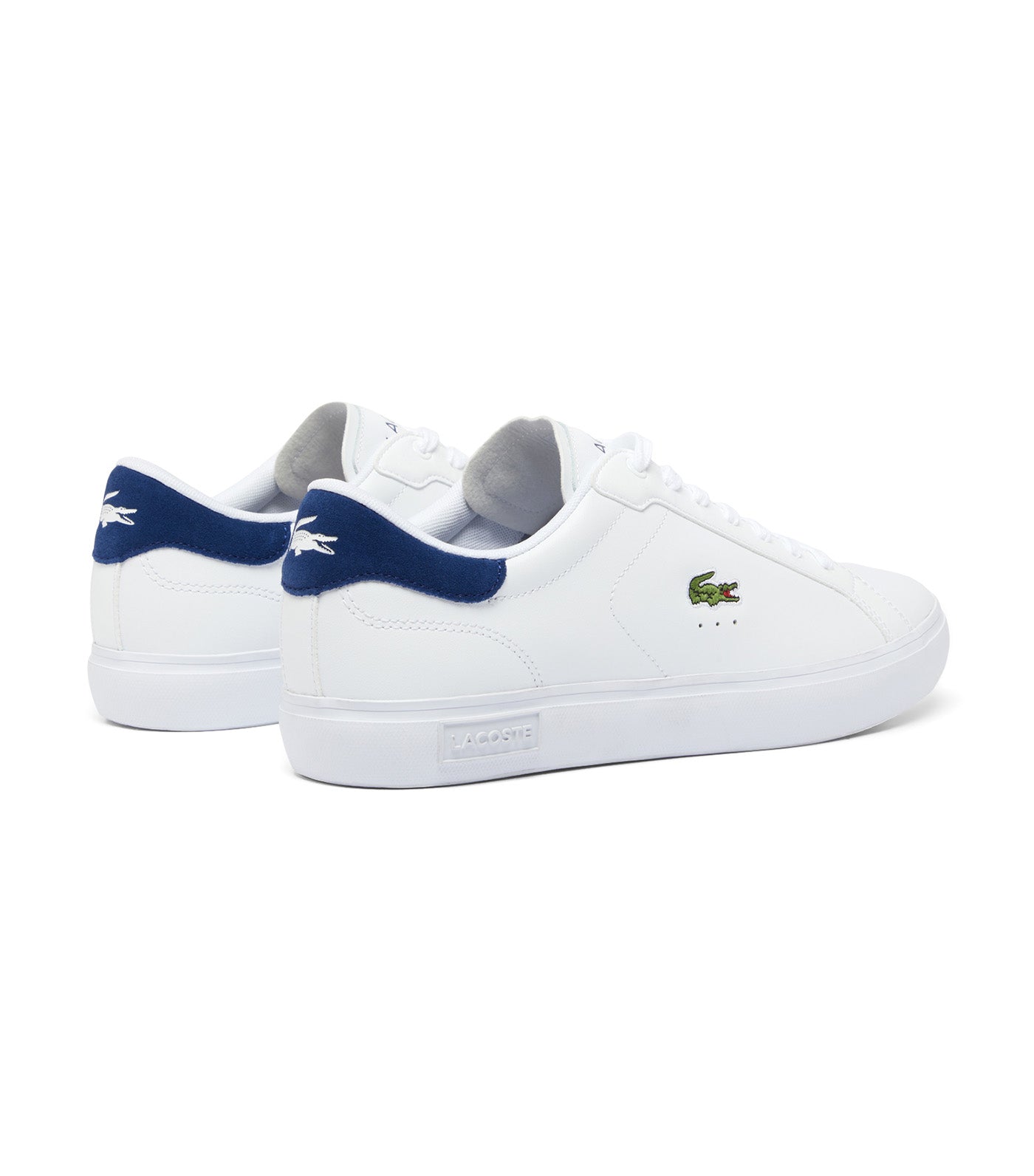 Men's Powercourt Logo Tongue Leather Trainers White/Dark Green