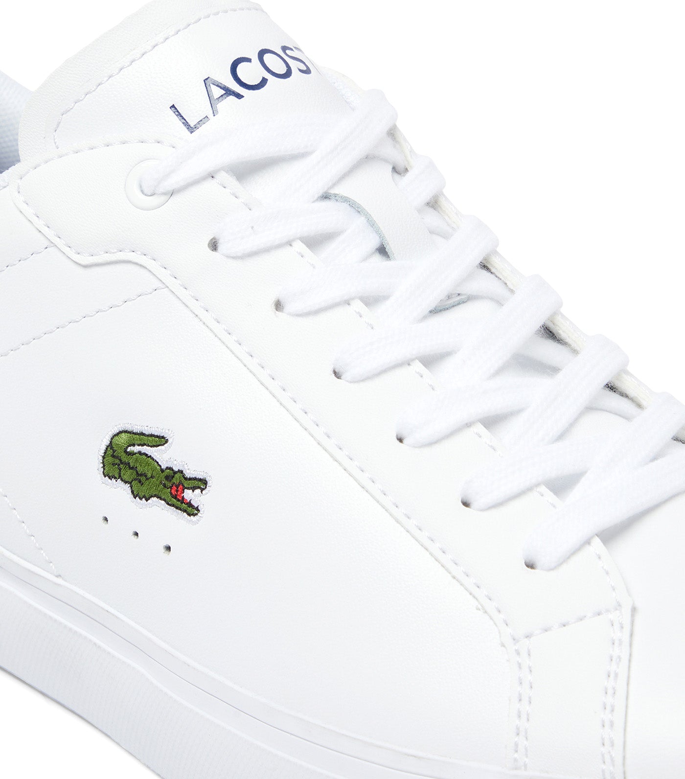 Men's Powercourt Logo Tongue Leather Trainers White/Dark Green