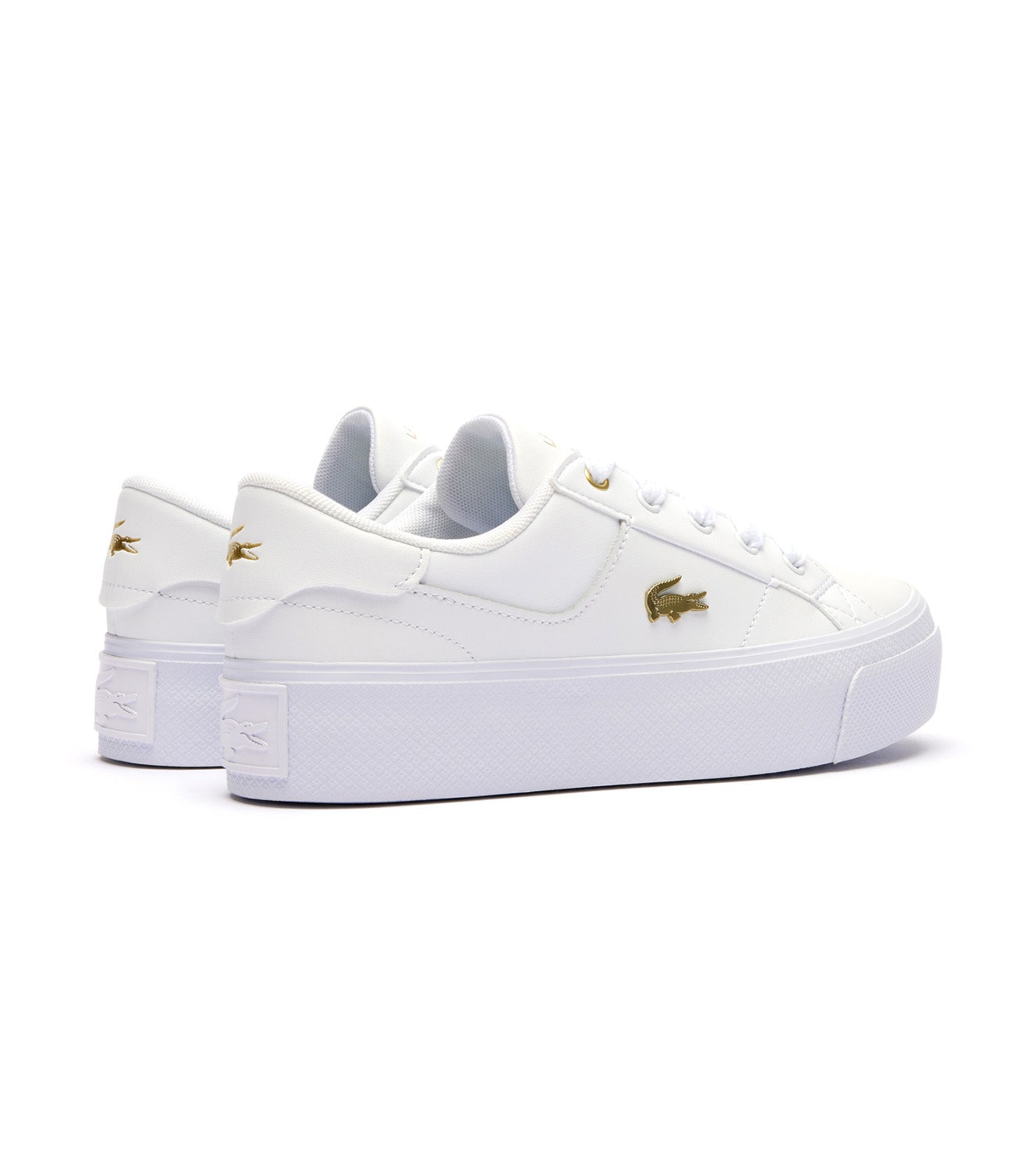 Women's Ziane Platform Logo Leather Trainers White/Gold