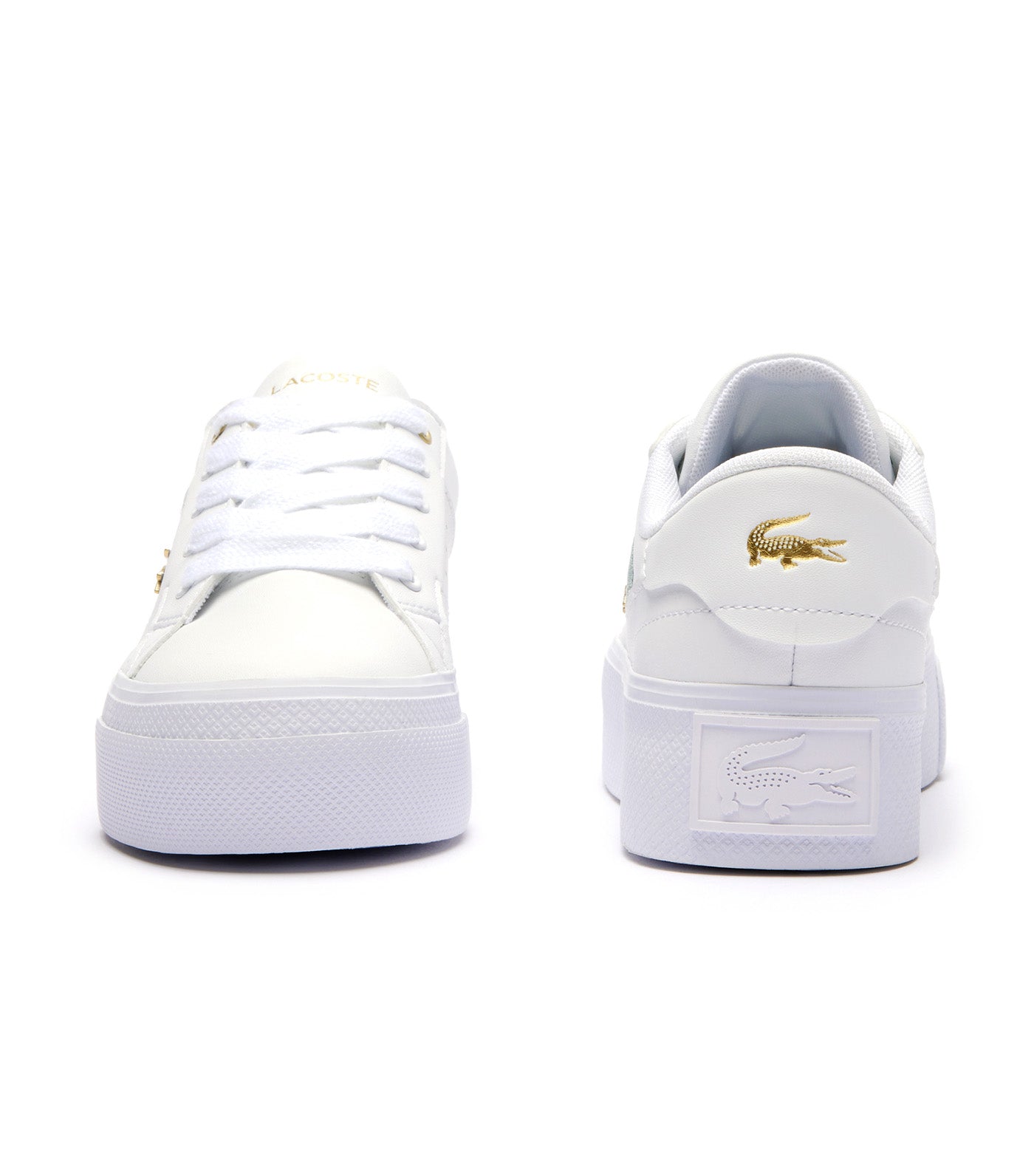 Women's Ziane Platform Logo Leather Trainers White/Gold
