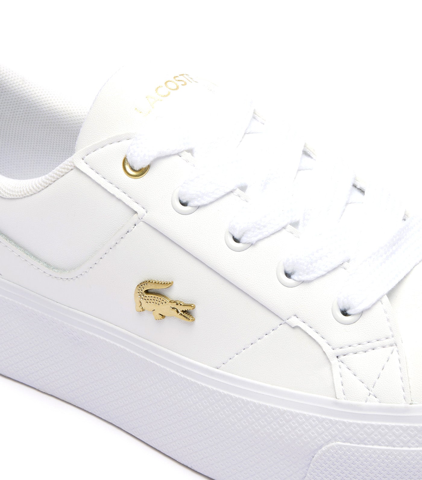 Women's Ziane Platform Logo Leather Trainers White/Gold