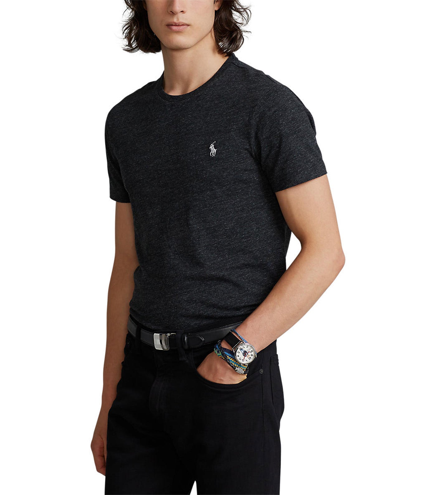 Men's Custom Slim Fit Jersey Crewneck T-Shirt Black Heather