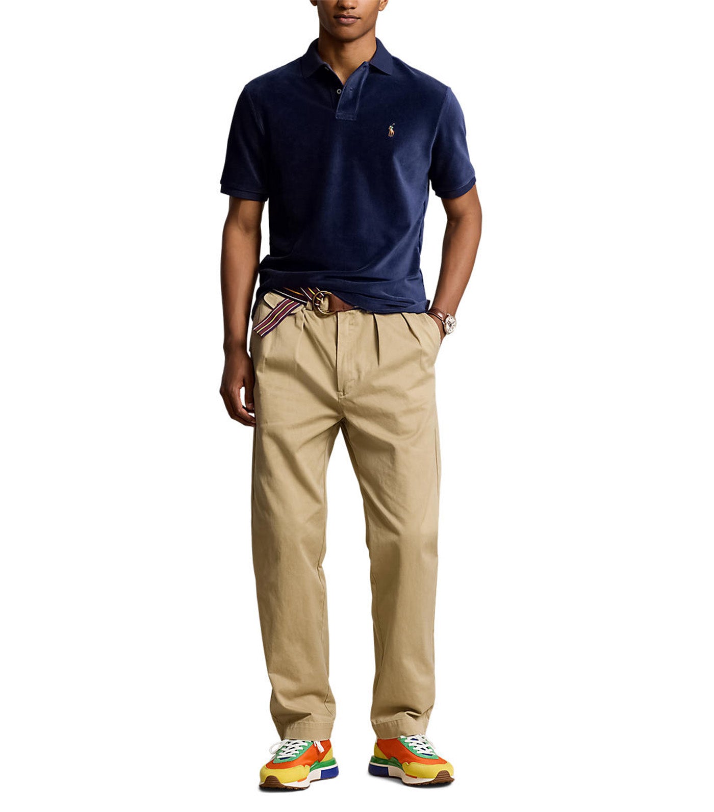 Men's Classic Fit Knit Corduroy Polo Shirt Newport Navy