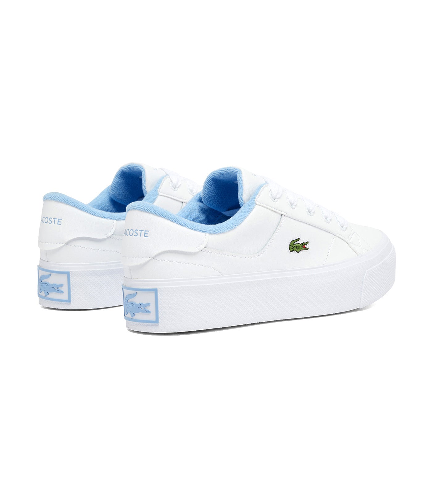 Women's Ziane Platform Leather Trainers White/Light Blue