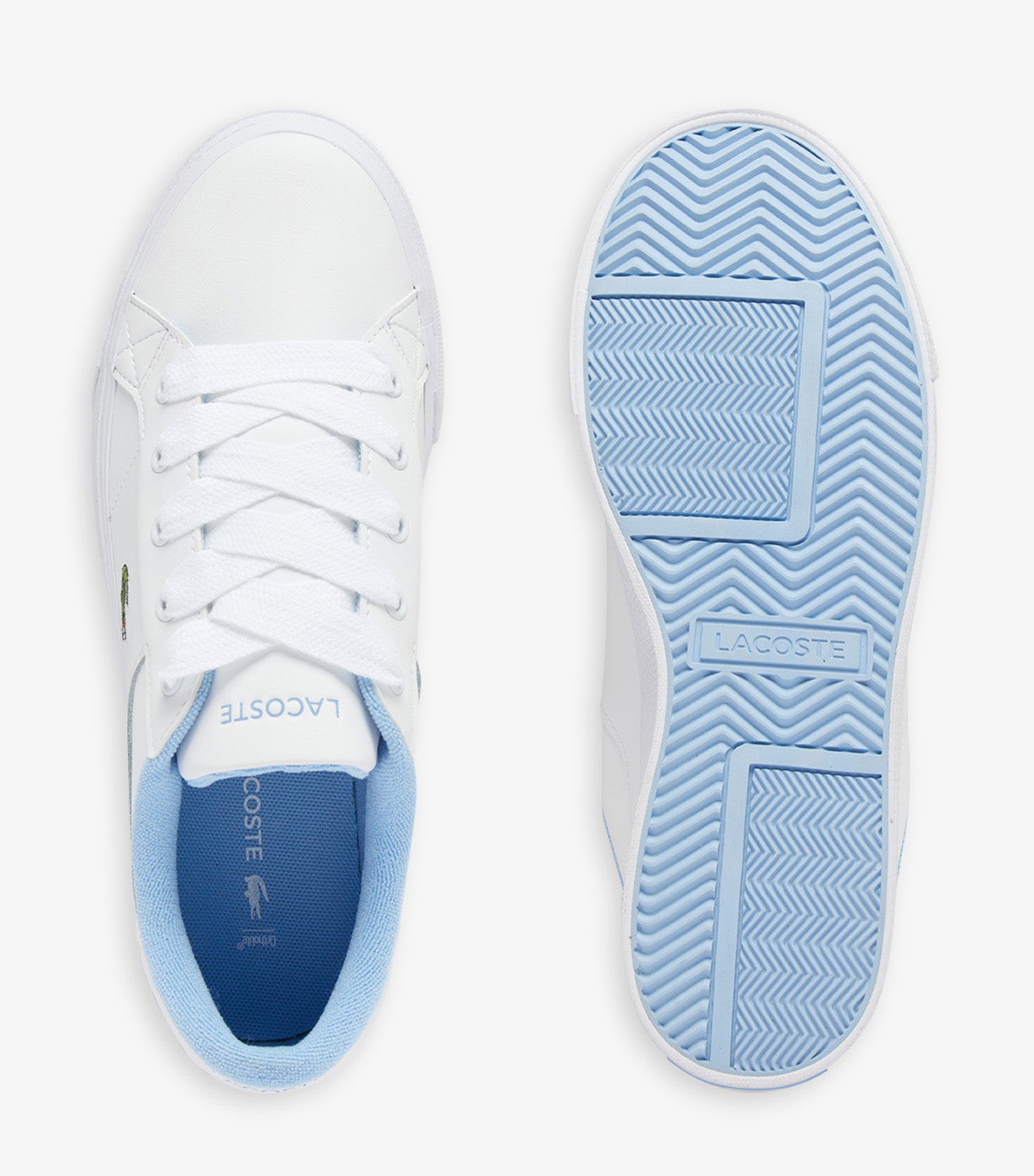 Women's Ziane Platform Leather Trainers White/Light Blue