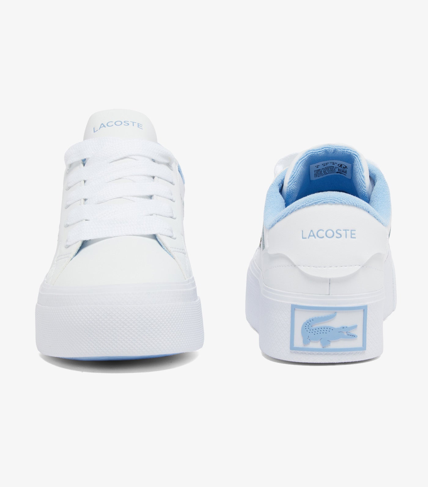 Women's Ziane Platform Leather Trainers White/Light Blue