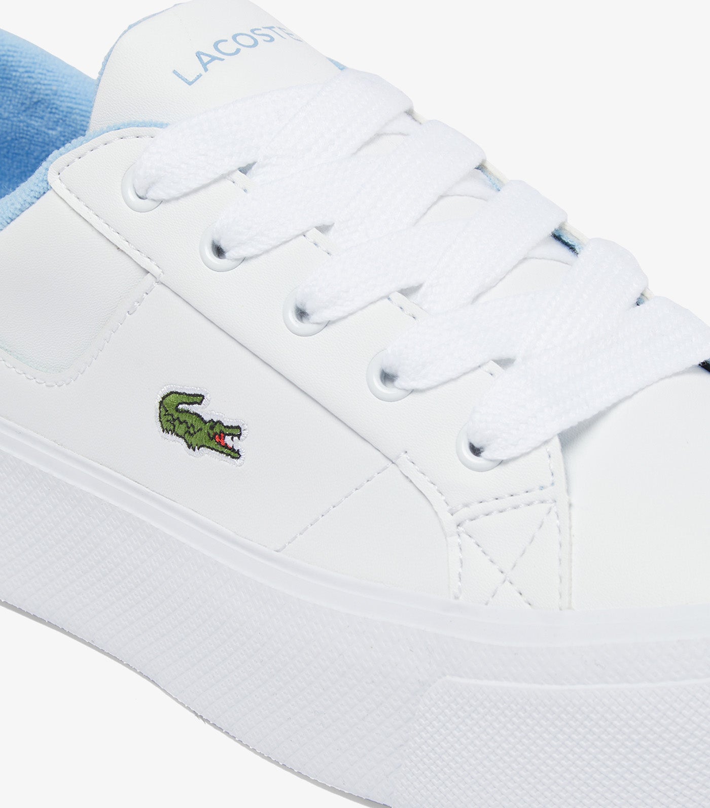 Women's Ziane Platform Leather Trainers White/Light Blue