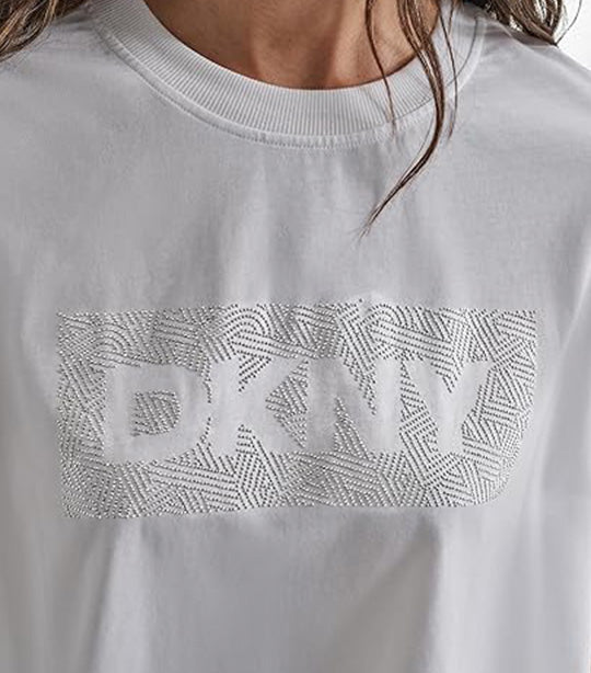 Rhinestone Crosswalk Logo Cropped Tee White