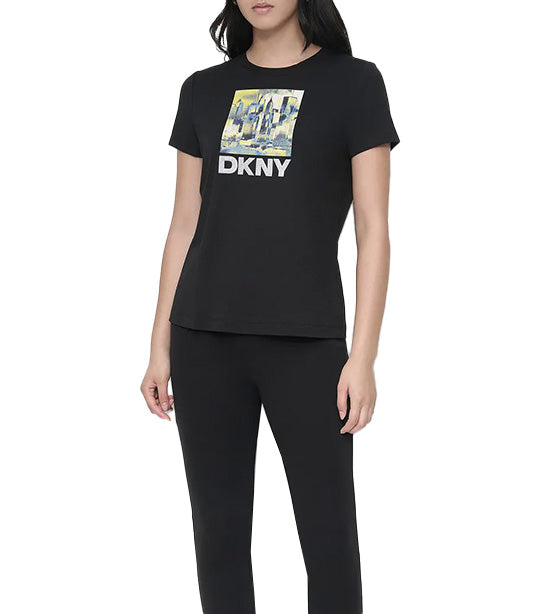 Colorful City Graphic T-Shirt Black