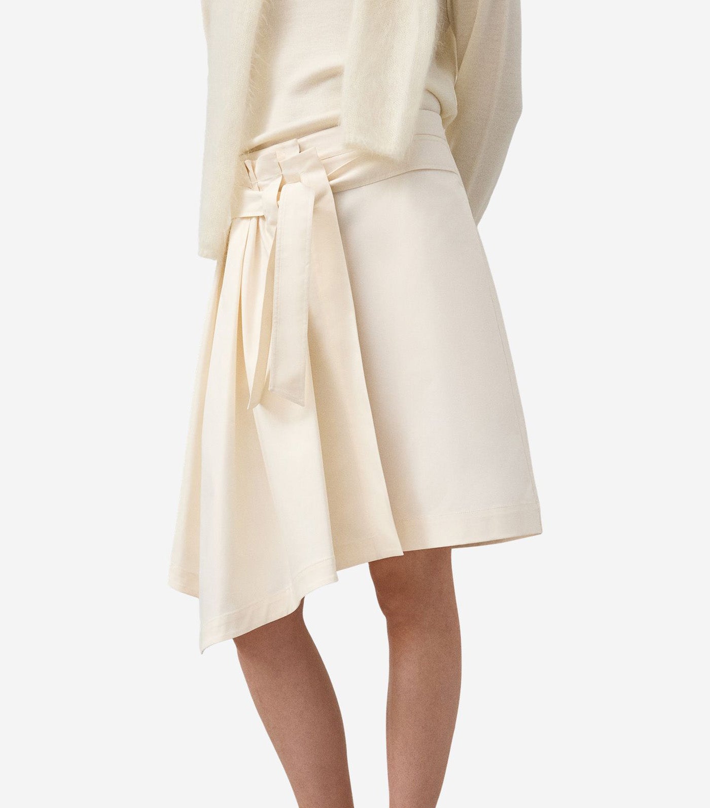 Draped Skirt Trousers Natural White