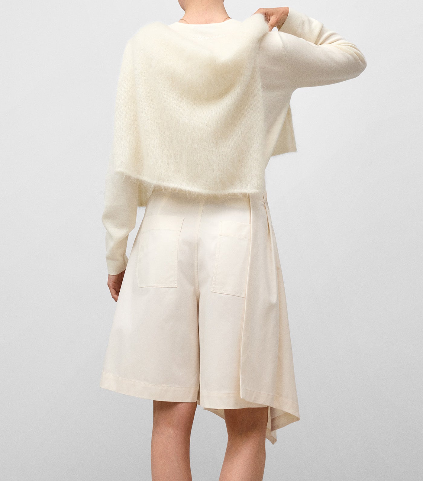 Draped Skirt Trousers Natural White