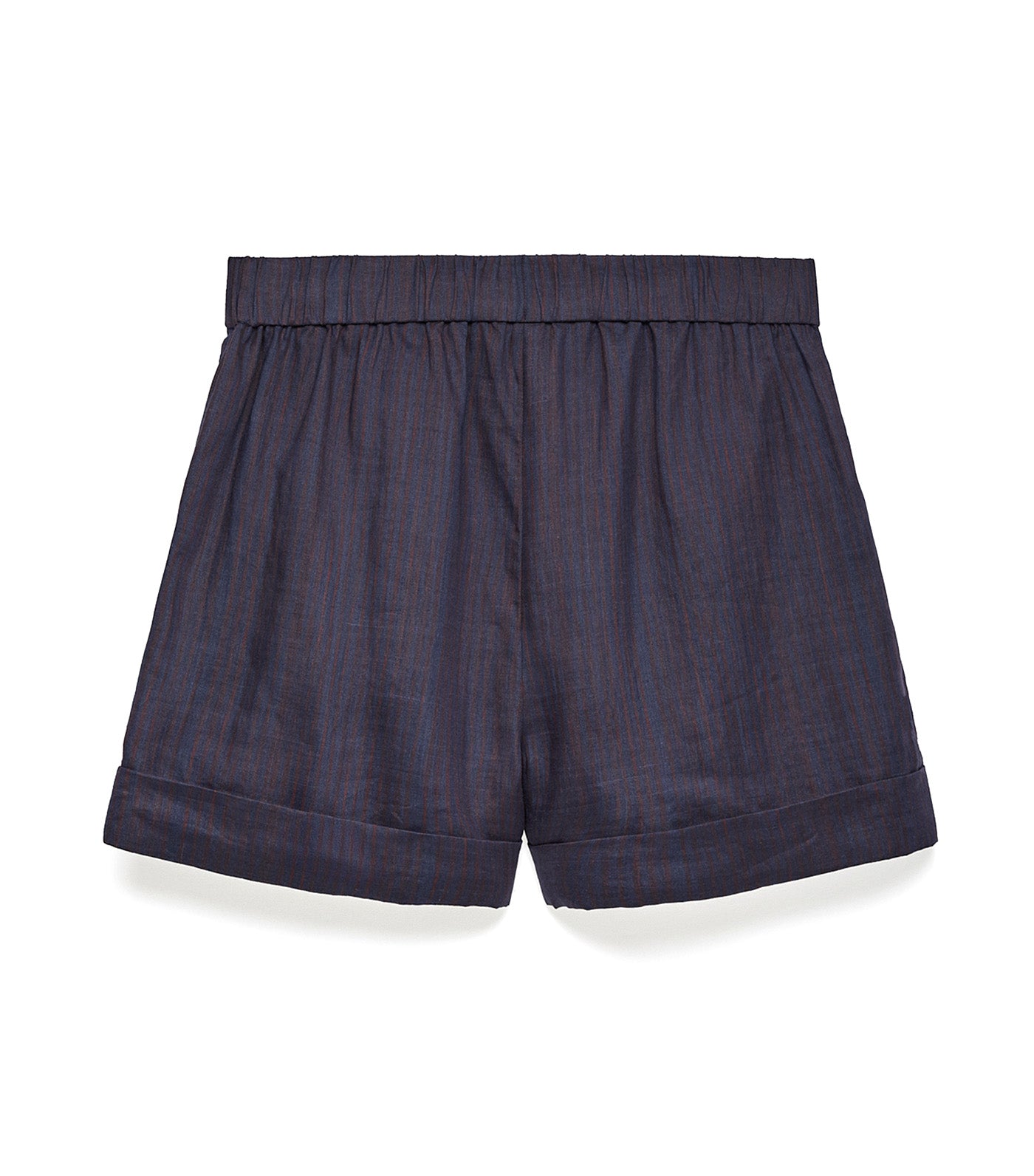 Ramie Striped Bermuda Shorts Blue Stripe