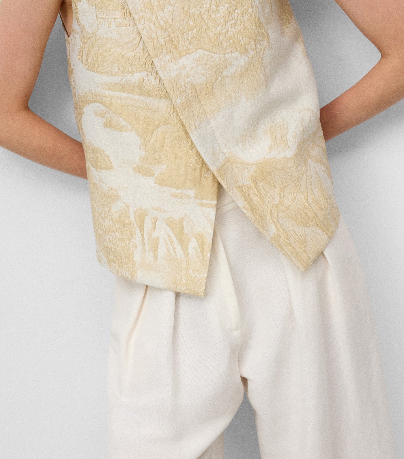 Textured Cross-Front Top Natural