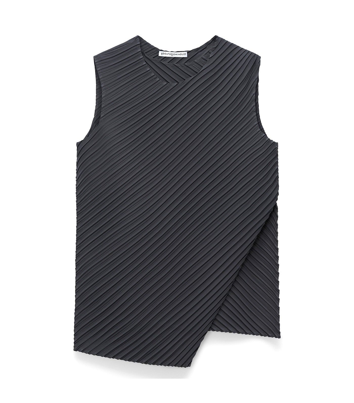 Adolfo Dominguez Crinkle Printed Asymmetric Top Gunmetal Gray