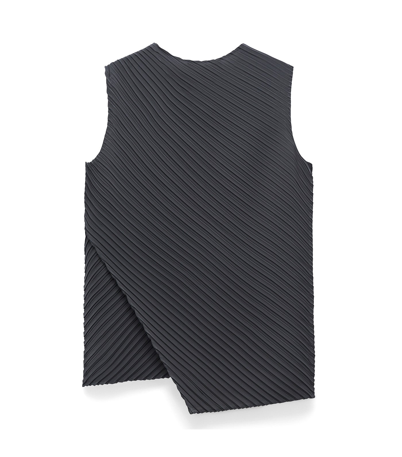 Adolfo Dominguez Crinkle Printed Asymmetric Top Gunmetal Gray