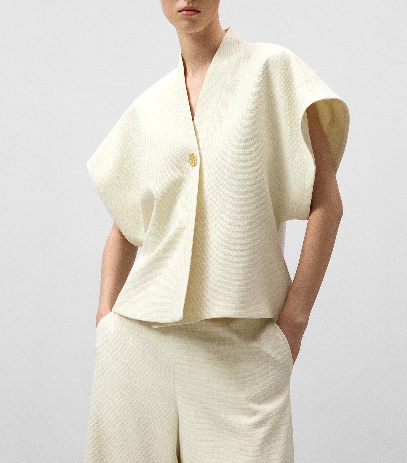 Textured Wrap Ecru Top