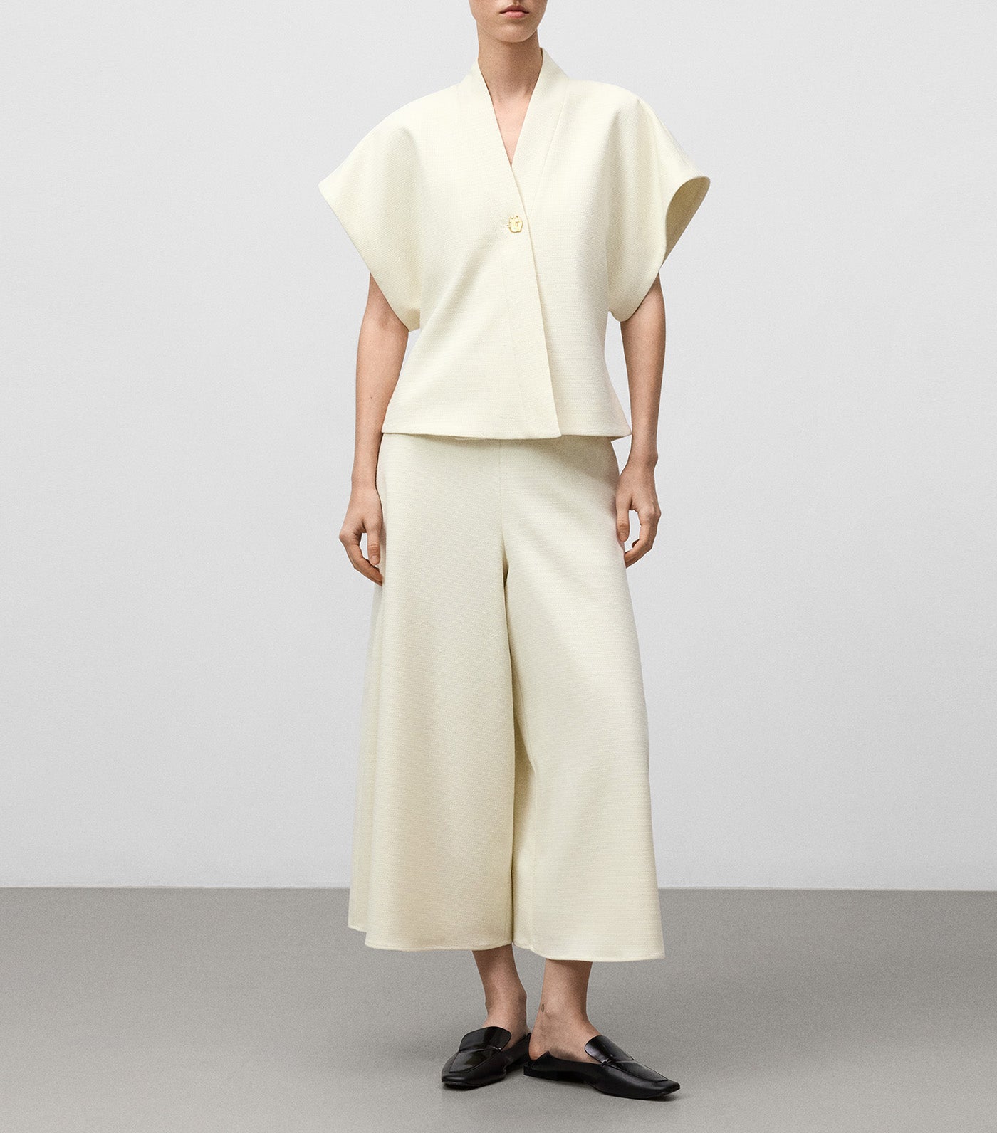 Textured Wrap Ecru Top