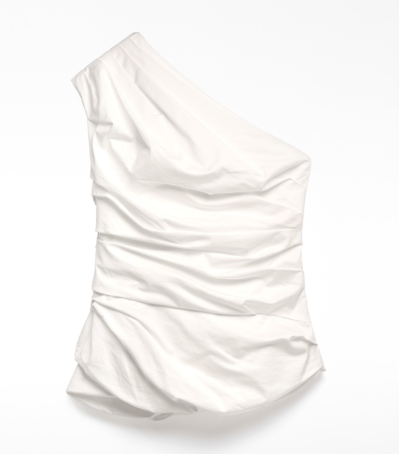 Cotton Asymmetrical Draped Top White